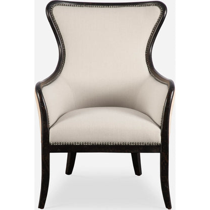 Sandy Wing Back Armchair by Uttermost. Made from wood, foam, fabric in a cottage & farmhouse style.