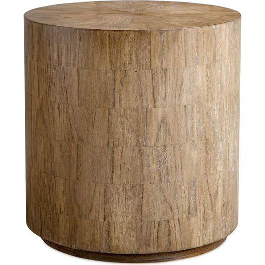 001 SI-2526271 | Primary Silo | Nevis Cylinder Side Table by Uttermost in woodtone and wood. Made from mdf mindi veneer, mindi wood in a unique style.
