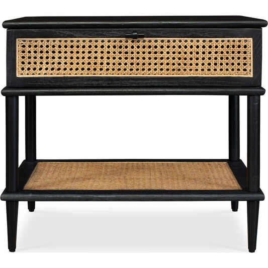 Coast Rattan Side Table by Uttermost. Made from mindi wood, mdf mindi veneer with rattan cane in a unique style.