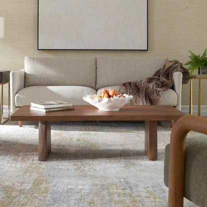Glenmore Coffee Table by Uttermost in natural. Made from suar wood with metal kd in a unique style.