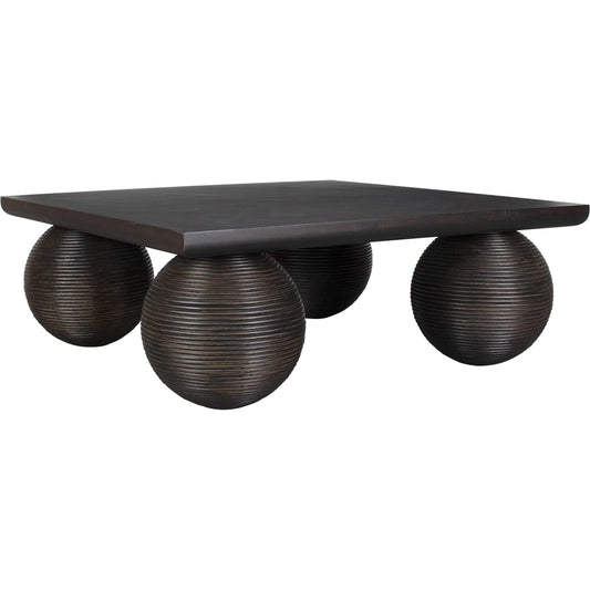 Kasson Sphere Leg Coffee Table by Uttermost in black. Made from mdf mango veneer, javamix wood in a unique style.