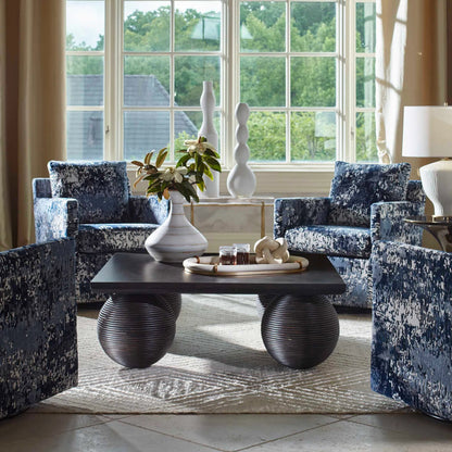 Kasson Sphere Leg Coffee Table by Uttermost in black. Made from mdf mango veneer, javamix wood in a unique style.