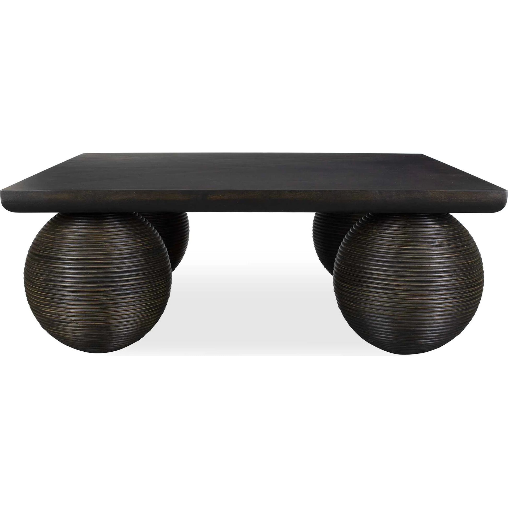 Kasson Sphere Leg Coffee Table by Uttermost in black. Made from mdf mango veneer, javamix wood in a unique style.