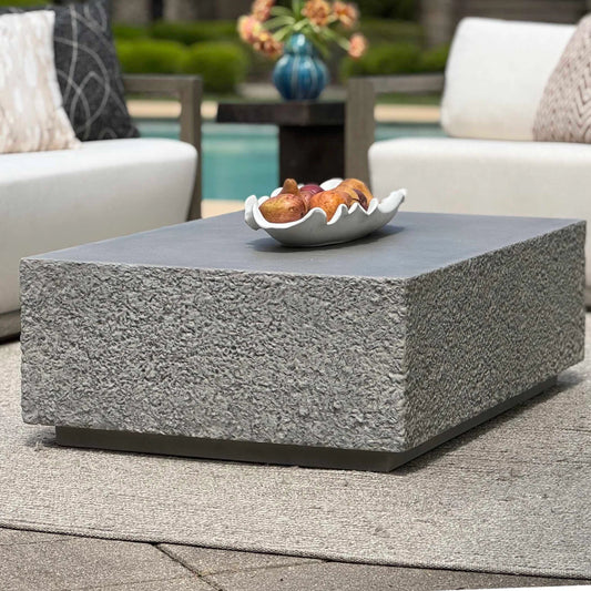 Hesston Outdoor Coffee Table by Uttermost in concrete. Made from glass fiber reinforced concrete in a eclectic & global style.