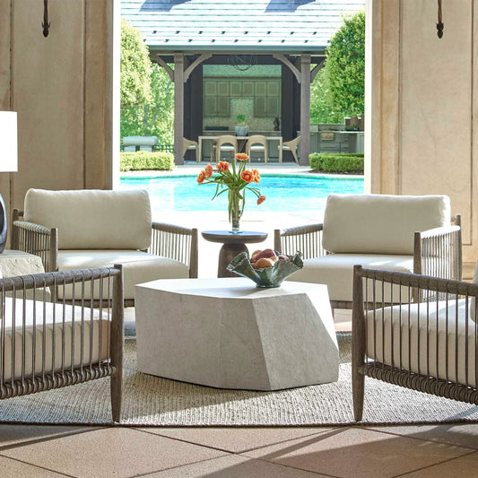 Parra  Outdoor Coffee Table by Uttermost. Made from glass fiber reinforced concrete in a unique style.