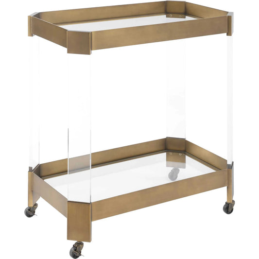 Giselle Bar Cart by Uttermost in bronze. Made from metal, tempered glass, acrylic in a unique style.