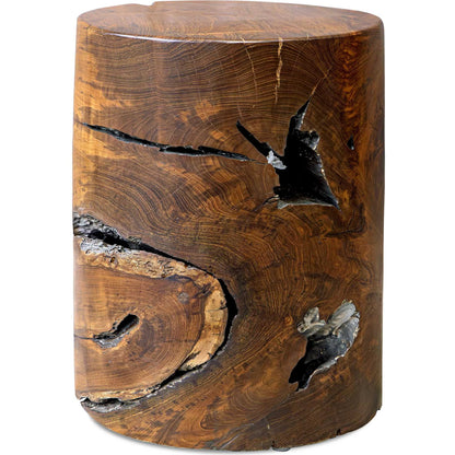 Rafe Accent Stool by Uttermost in natural, antique silver. Made from teak wood in a cottage & farmhouse style.