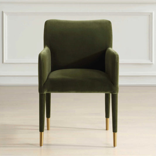 Conifer Moss Dining Arm Chair by Uttermost in moss. Made from fabric, foam, plywood, steel in a unique style.