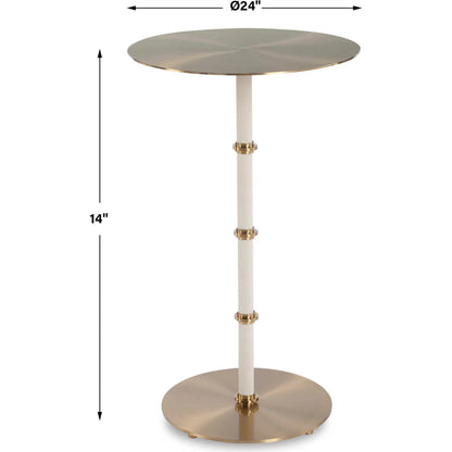 Cyprus Accent Table by Uttermost in brass. Made from steel, shagreen in a transitional style.