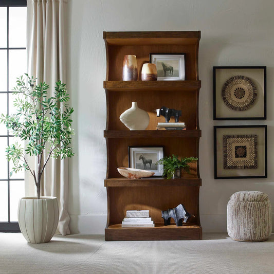 Osrick Modern Etagere by Uttermost in natural. Made from mdf oak veneer, javamix wood in a transitional style.