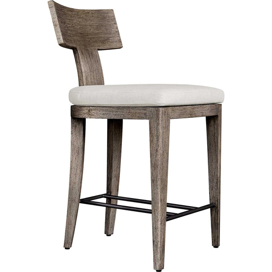 Cellini Outdoor Counter Stool by Uttermost in gray. Made from mahogani wood with fabric, metal in a unique style.
