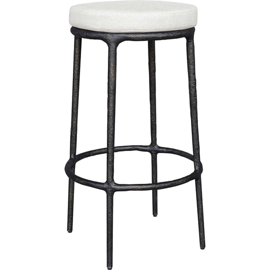 Thayer Outdoor Bar Stool by Uttermost in white, java. Made from aluminium casting in a unique style.