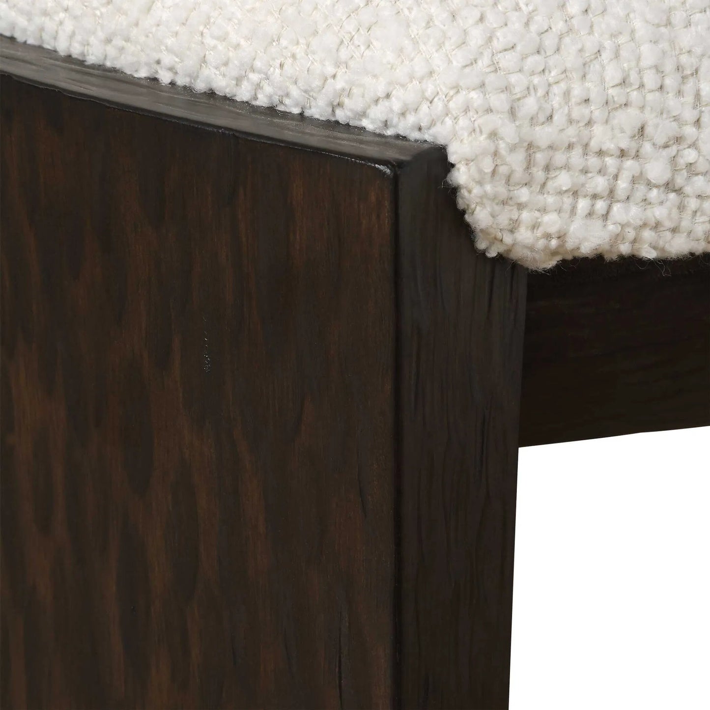 008 SI-2386658 | Closeup | Port Bench by Uttermost. Made from rubber wood, plywood, fabric, foam in a transitional style.