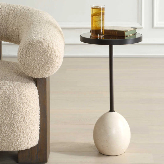 Odesa Accent Table by Uttermost in bronze. Made from marble, metal, mirror, mdf in a unique style.
