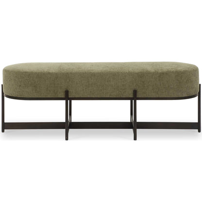 Merino Moss Fabric Bench by Uttermost in bronze. Made from metal, plywood, foam, fabric in a eclectic & global style.