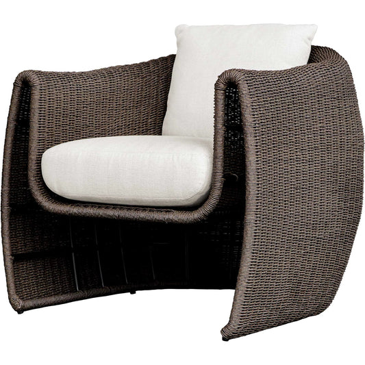 Tropic Outdoor Lounge Chair by Uttermost in white. Made from metal, wicker with cushion in a unique style.