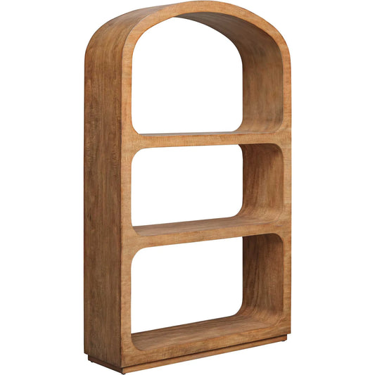 Achley Seamless Etagere by Uttermost in natural. Made from mdf mango veneer adn javamix wood in a unique style.