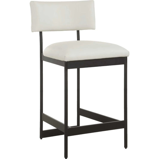 Apsley Counter Stool by Uttermost in black, white. Made from metal, leather, plywood, foam in a transitional style.