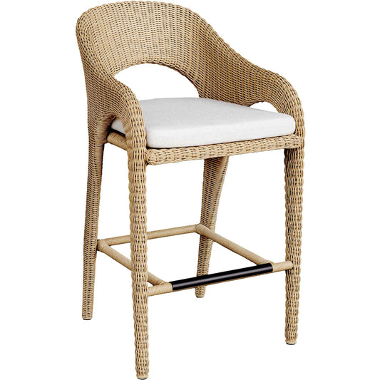 Kavali Outdoor Wicker Barstool by Uttermost in white. Made from aluminium, wicker in a rustic style.