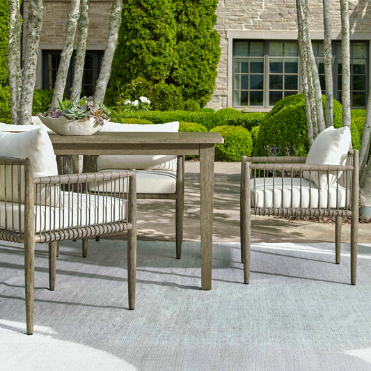 Borneo Outdoor Dining Chair by Uttermost in oyster white, dark gray. Made from mahogani wood, fabric cloud dancer in a unique style.