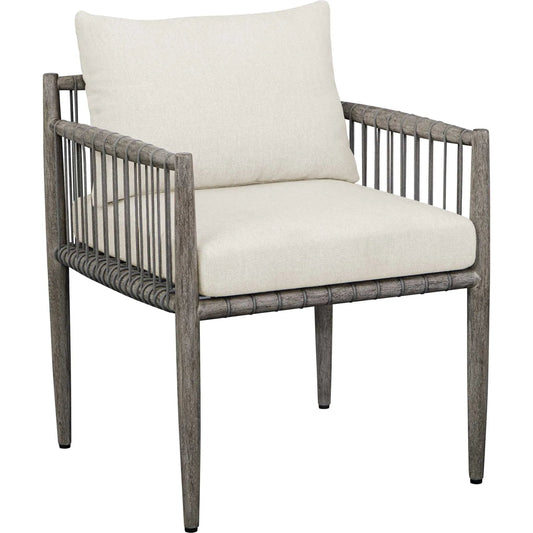 Borneo Outdoor Dining Chair by Uttermost in oyster white, dark gray. Made from mahogani wood, fabric cloud dancer in a unique style.