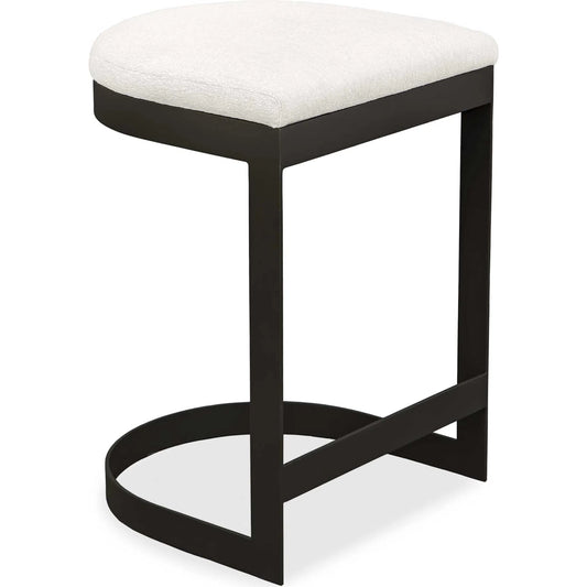 Maude Outdoor Counter Stool by Uttermost in black. Made from stainless steel, fabric cloud dancer in a unique style.