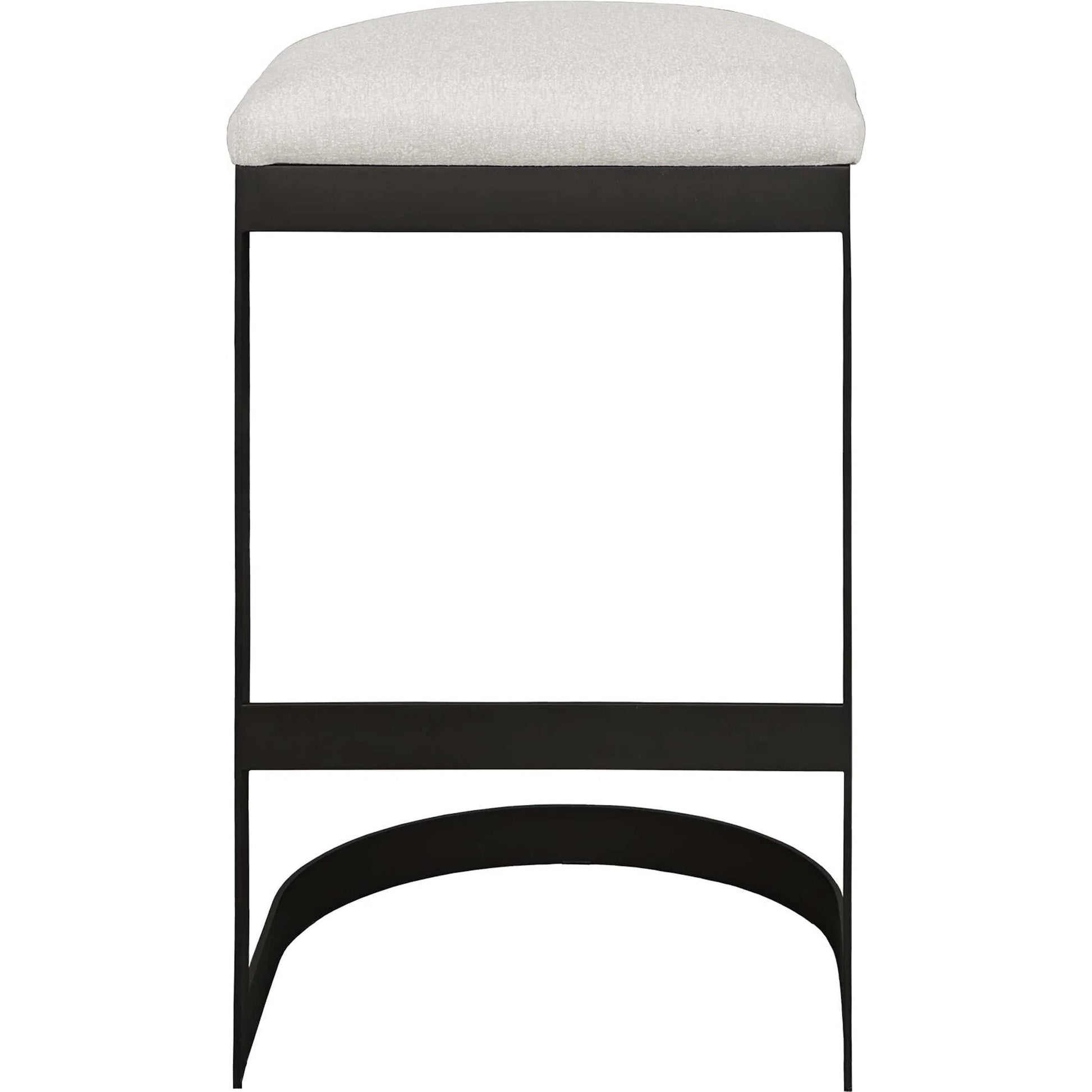 Maude Outdoor Bar Stool by Uttermost in black. Made from stainless steel, fabric cloud dancer in a transitional style.