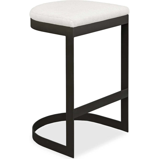 Maude Outdoor Bar Stool by Uttermost in black. Made from stainless steel, fabric cloud dancer in a unique style.