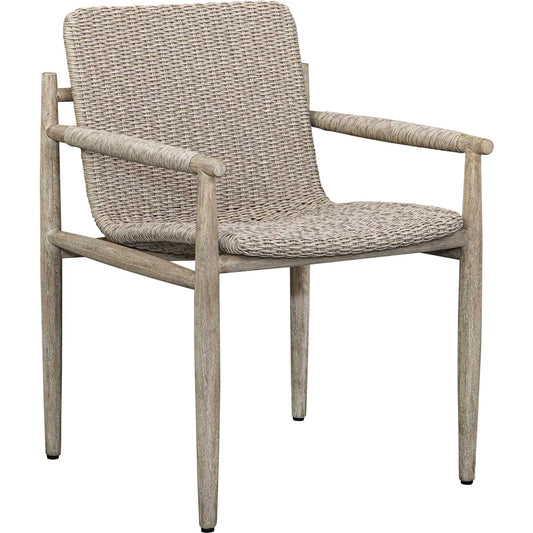 Sumba Wicker Outdoor Dining Chair by Uttermost in wheat. Made from mahogani wood, wicker in a unique style.