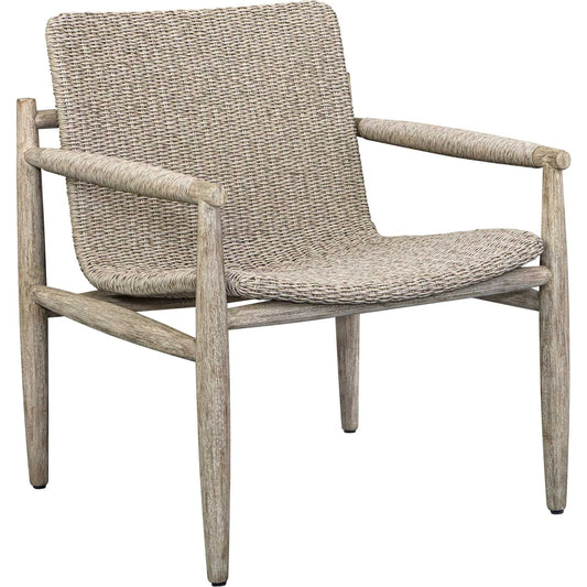Sumba Wicker Outdoor Lounge Chair by Uttermost in wheat. Made from mahogani wood, wicker in a unique style.