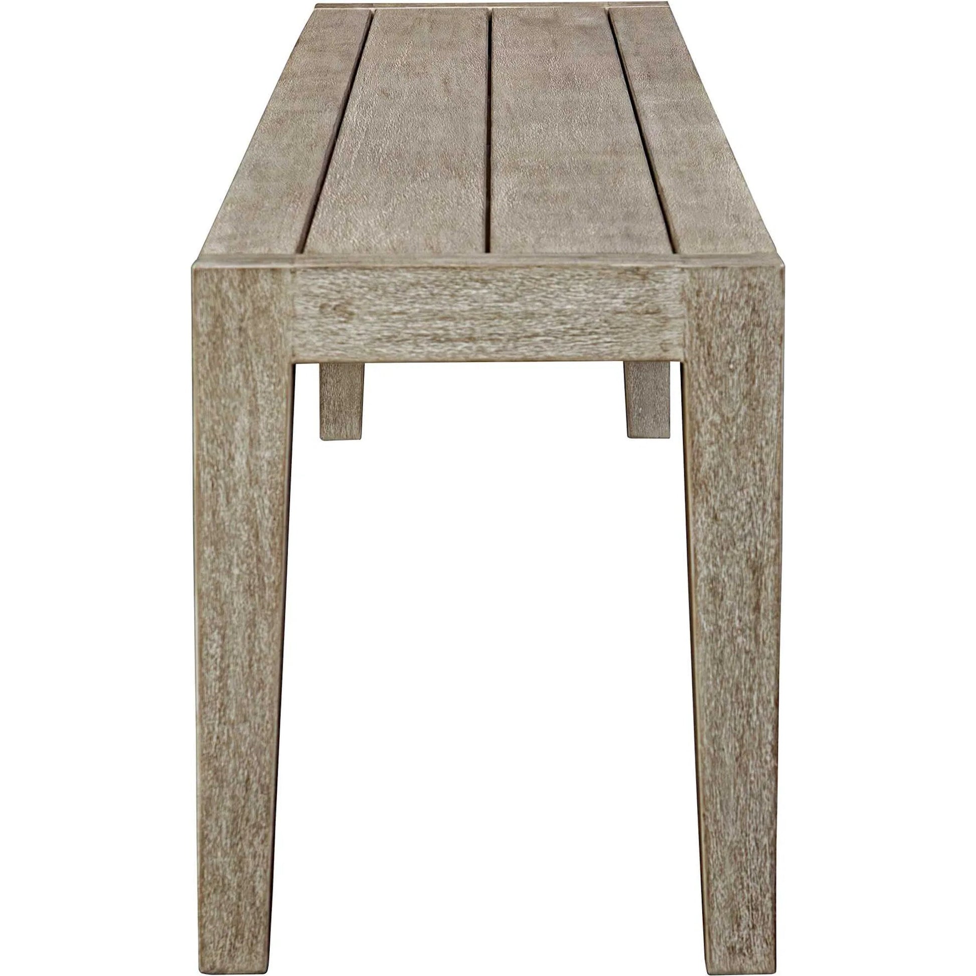 Kirkham Outdoor Bench by Uttermost in wheat. Made from mahogani wood in a transitional style.