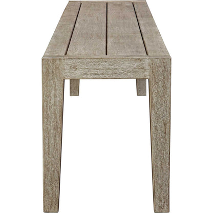 Kirkham Outdoor Bench by Uttermost in wheat. Made from mahogani wood in a transitional style.