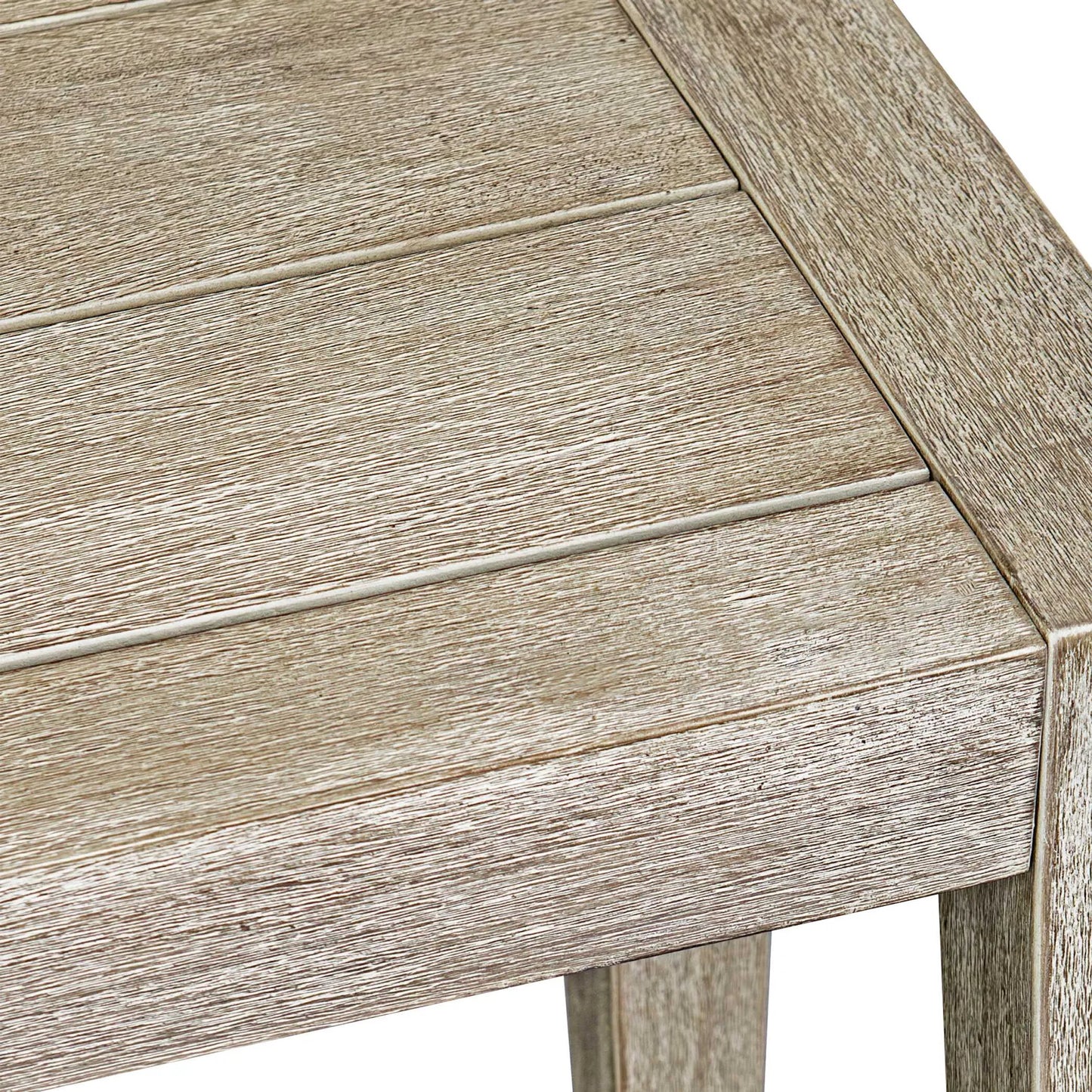 003 SI-2386801 | Closeup | Kirkham Outdoor Bench by Uttermost in wheat. Made from mahogani wood in a transitional style.
