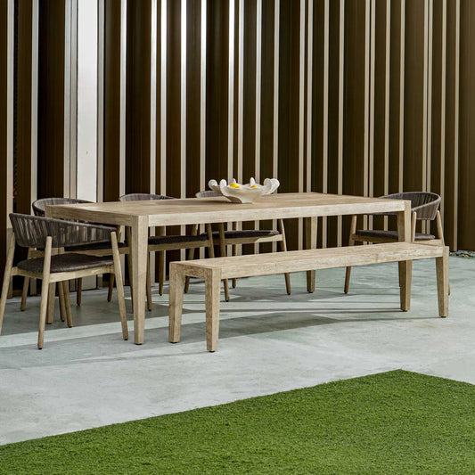 Kirkham Outdoor Bench by Uttermost in wheat. Made from mahogani wood in a unique style.