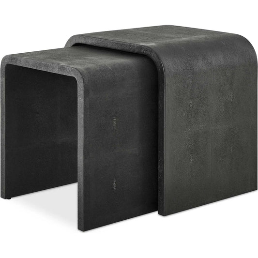 Interpose Nesting Side Table by Uttermost in gray. Made from plywood, hardwood, shargeen in a unique style.