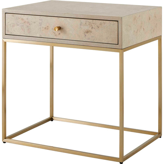 Pembrook Light Washed Side Table by Uttermost in brass. Made from mdf, stainless steel, maple in a unique style.