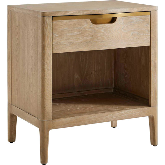 Tabi Natural Side Table by Uttermost in natural, brass. Made from oak wood, mdf, oak veneer, metal in a unique style.