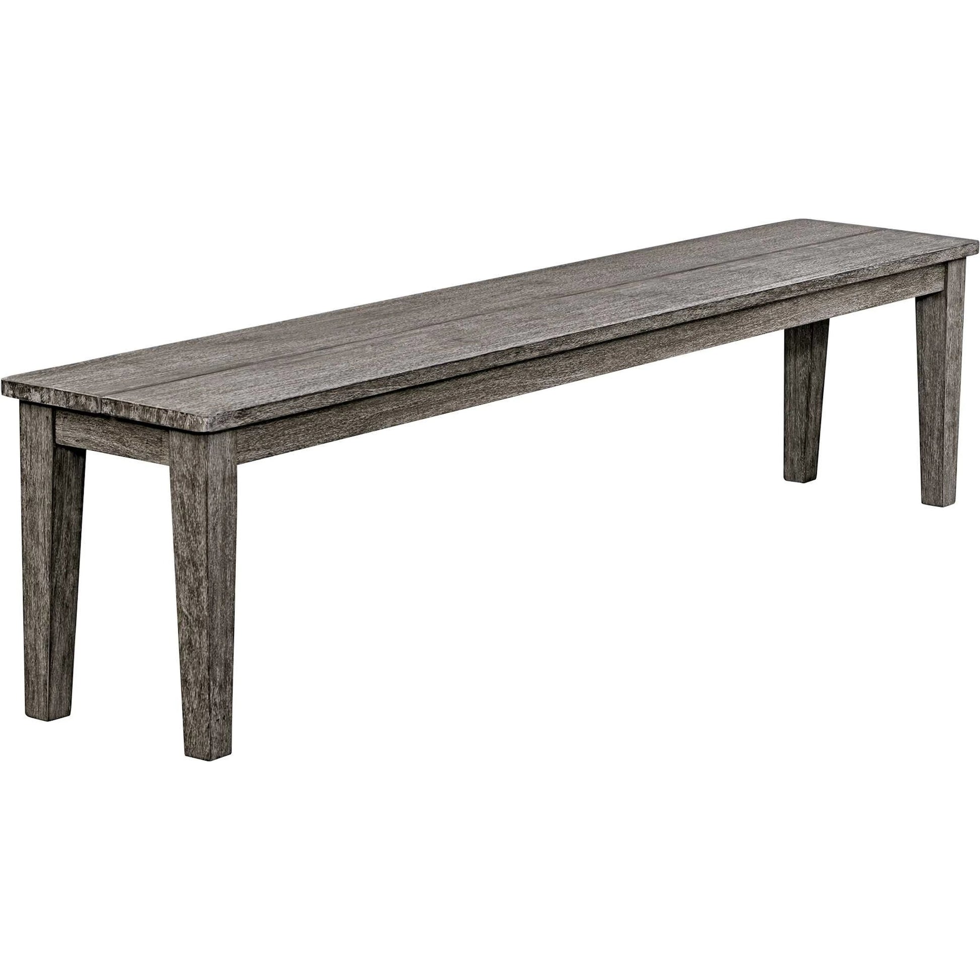 Forsyth Outdoor Bench by Uttermost in dark gray. Made from mahogani wood in a transitional style.