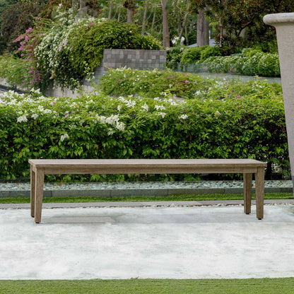 Forsyth Outdoor Bench by Uttermost in dark gray. Made from mahogani wood in a transitional style.