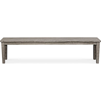 Forsyth Outdoor Bench by Uttermost in dark gray. Made from mahogani wood in a transitional style.