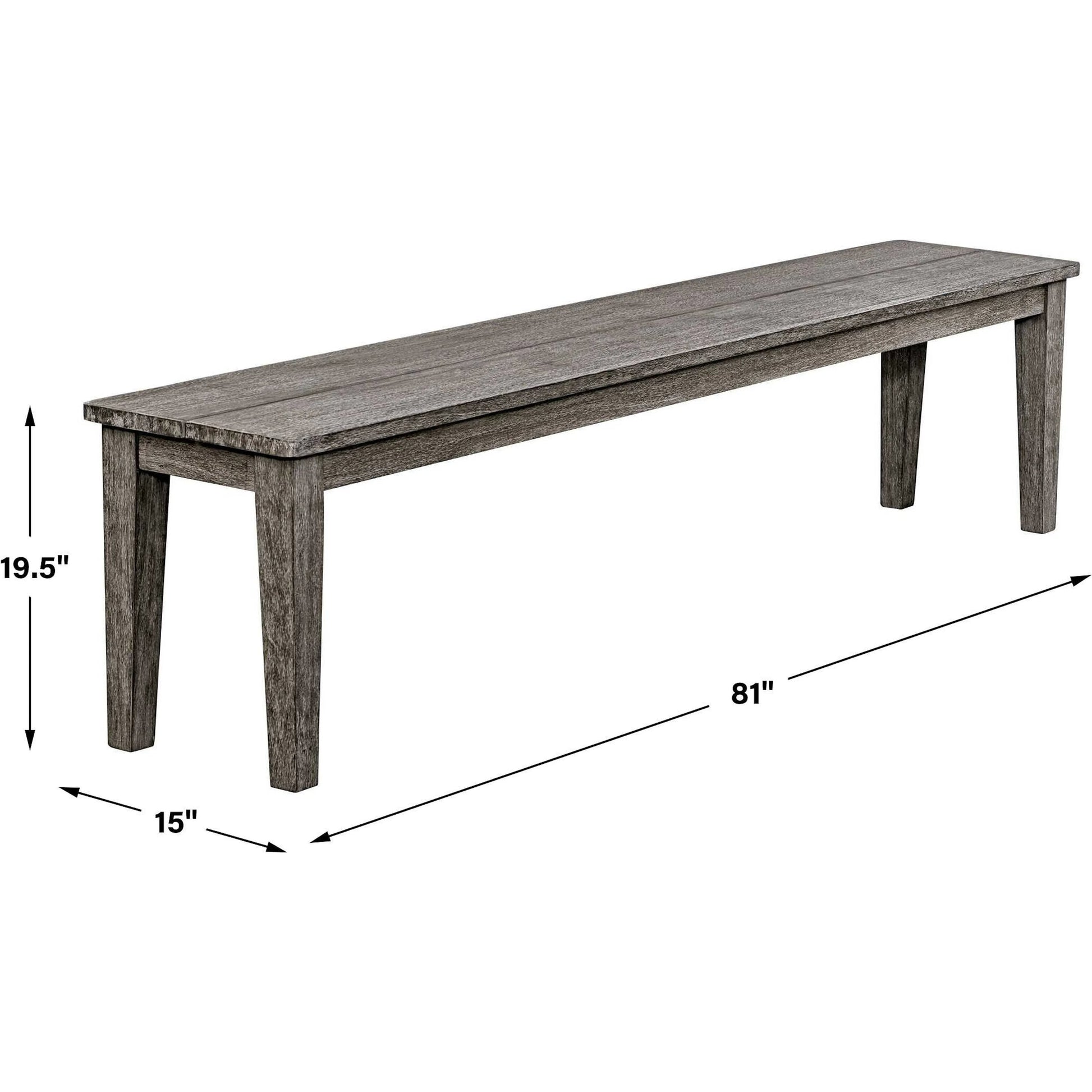 Forsyth Outdoor Bench by Uttermost in dark gray. Made from mahogani wood in a transitional style.