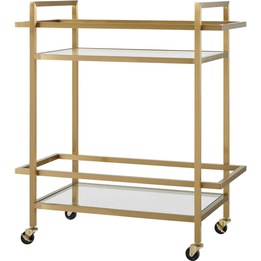 Erena Bar Cart by Uttermost in brass. Made from stainless steel, tempered glass in a unique style.