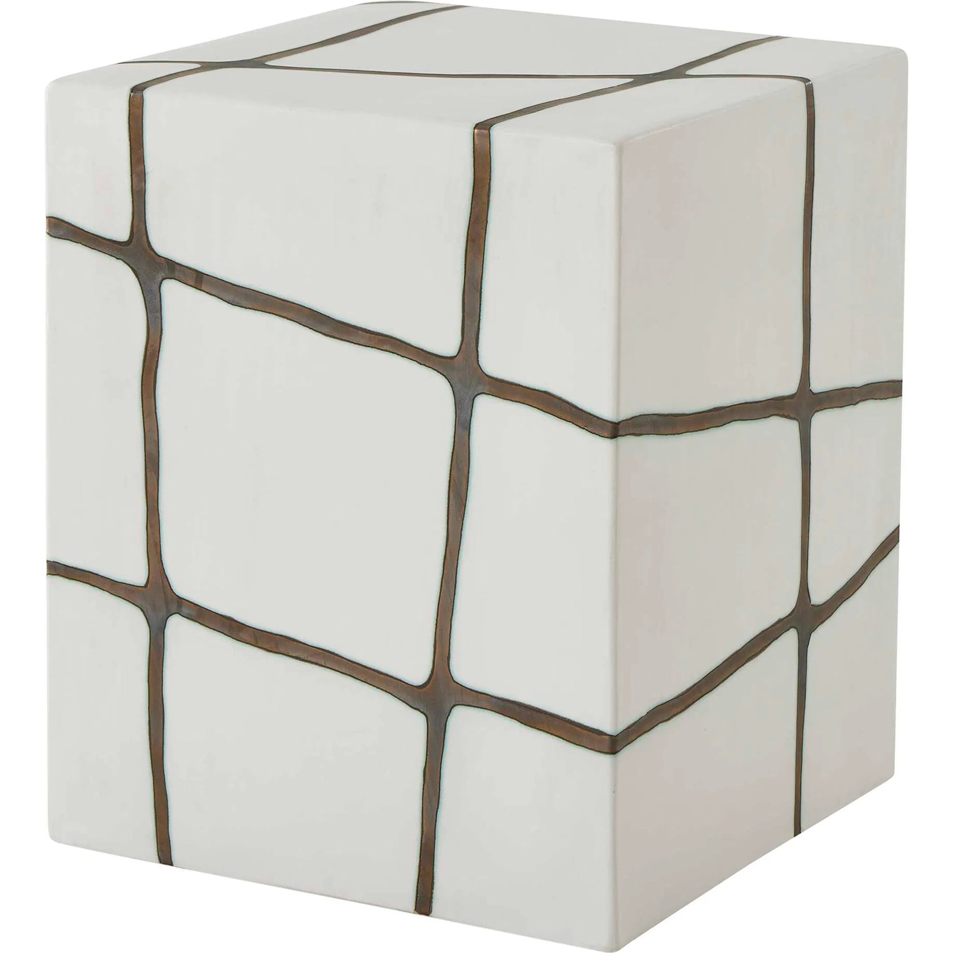 Rocklyn Garden Stool by Uttermost in bronze, white. Made from earthenware in a unique style.