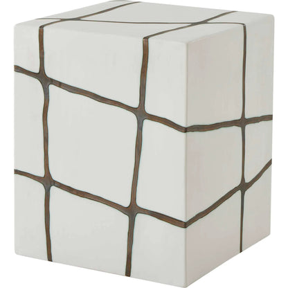 Rocklyn Garden Stool by Uttermost in bronze, white. Made from earthenware in a unique style.