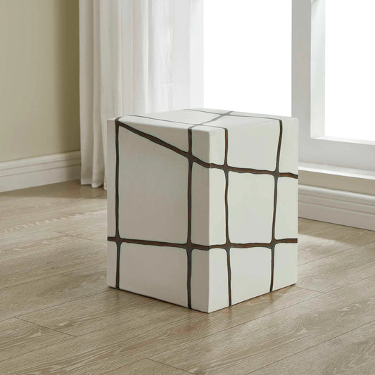 Rocklyn Garden Stool by Uttermost in bronze, white. Made from earthenware in a unique style.