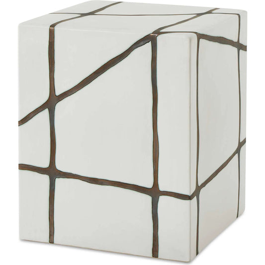 Rocklyn Garden Stool by Uttermost in bronze, white. Made from earthenware in a unique style.