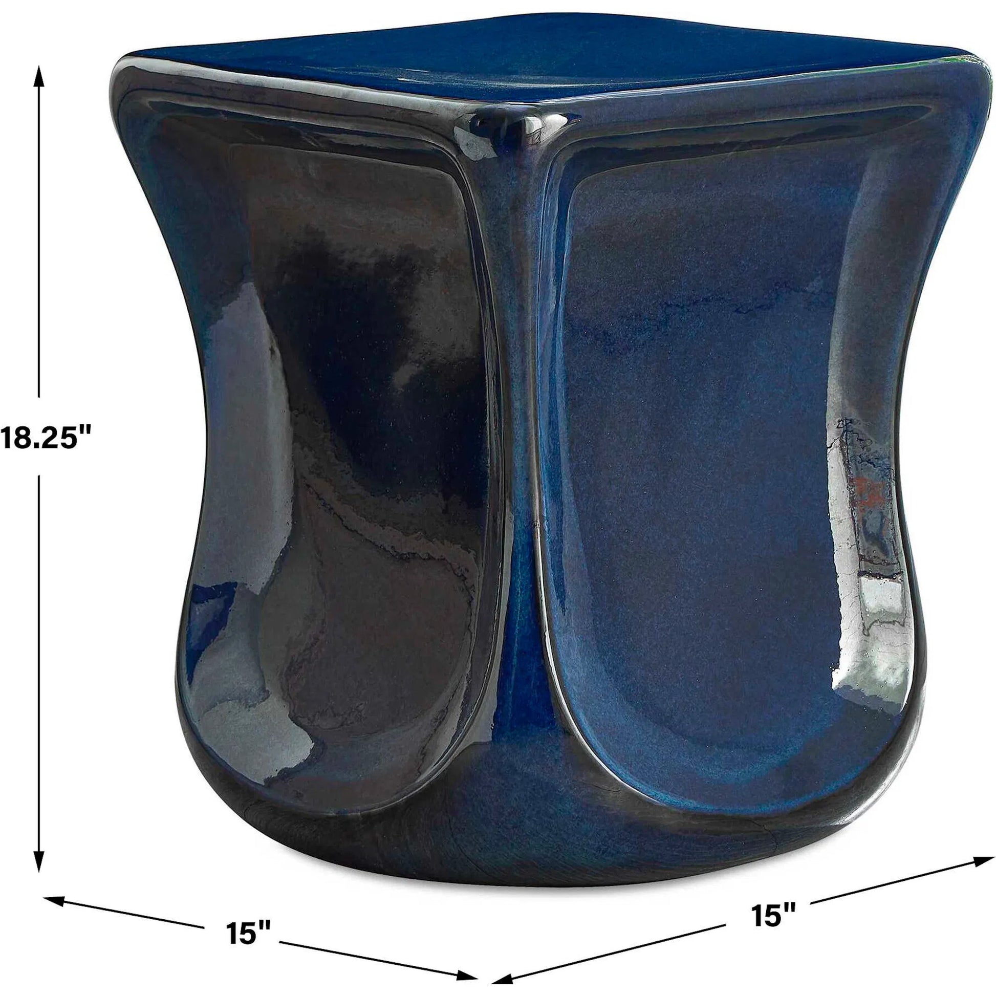 Kaz Garden Stool by Uttermost in blue. Made from earthenware in a eclectic & global style.