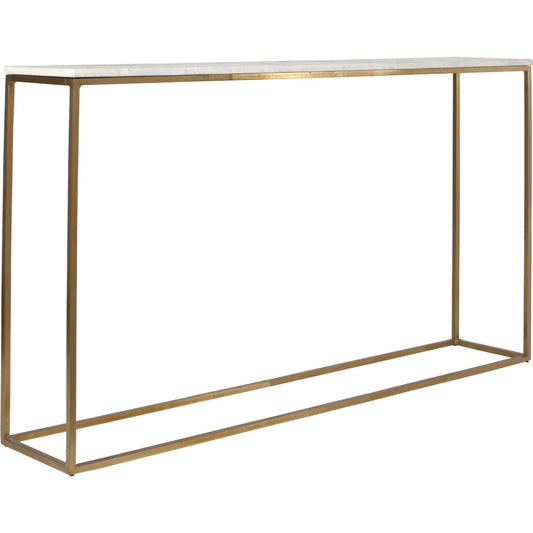 Redmond Sofa Counter Table by Uttermost in brass. Made from white banswada marble top, iron solid rod stand in a unique style.