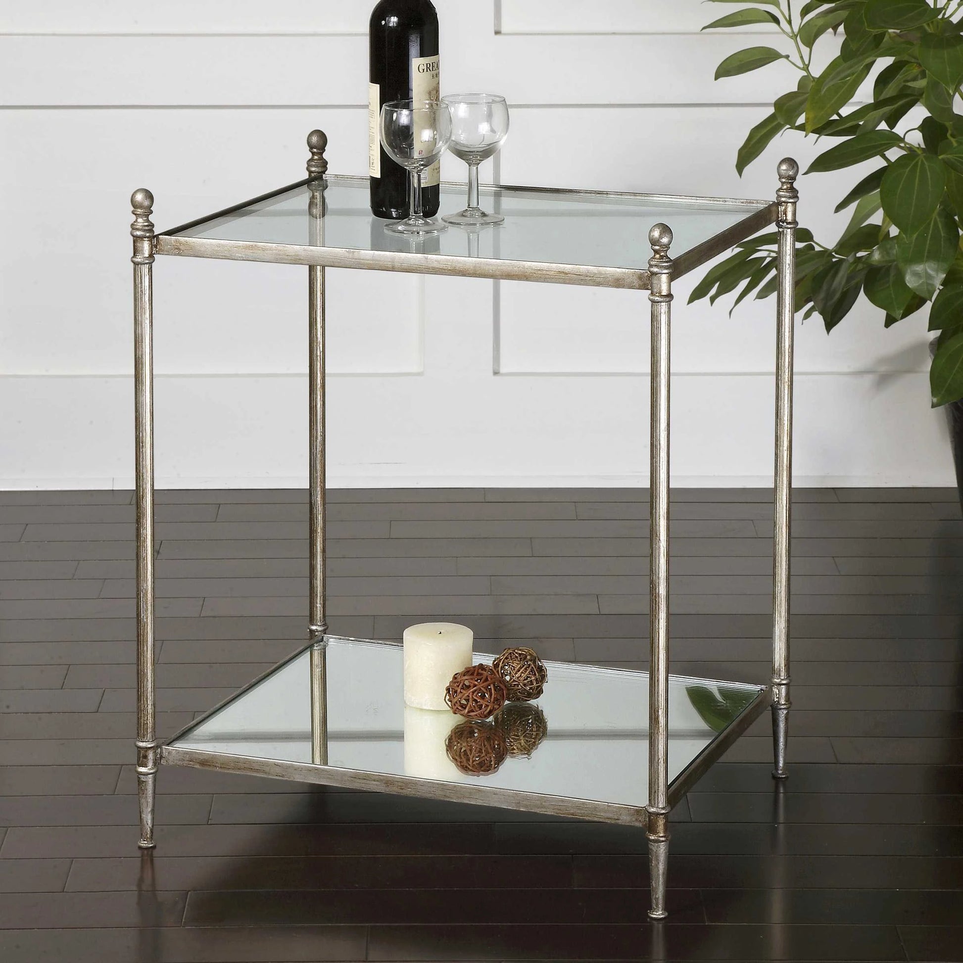 Gannon Mirrored Glass End Table by Uttermost. Made from metal, tempered glass, mirror in a modern style.