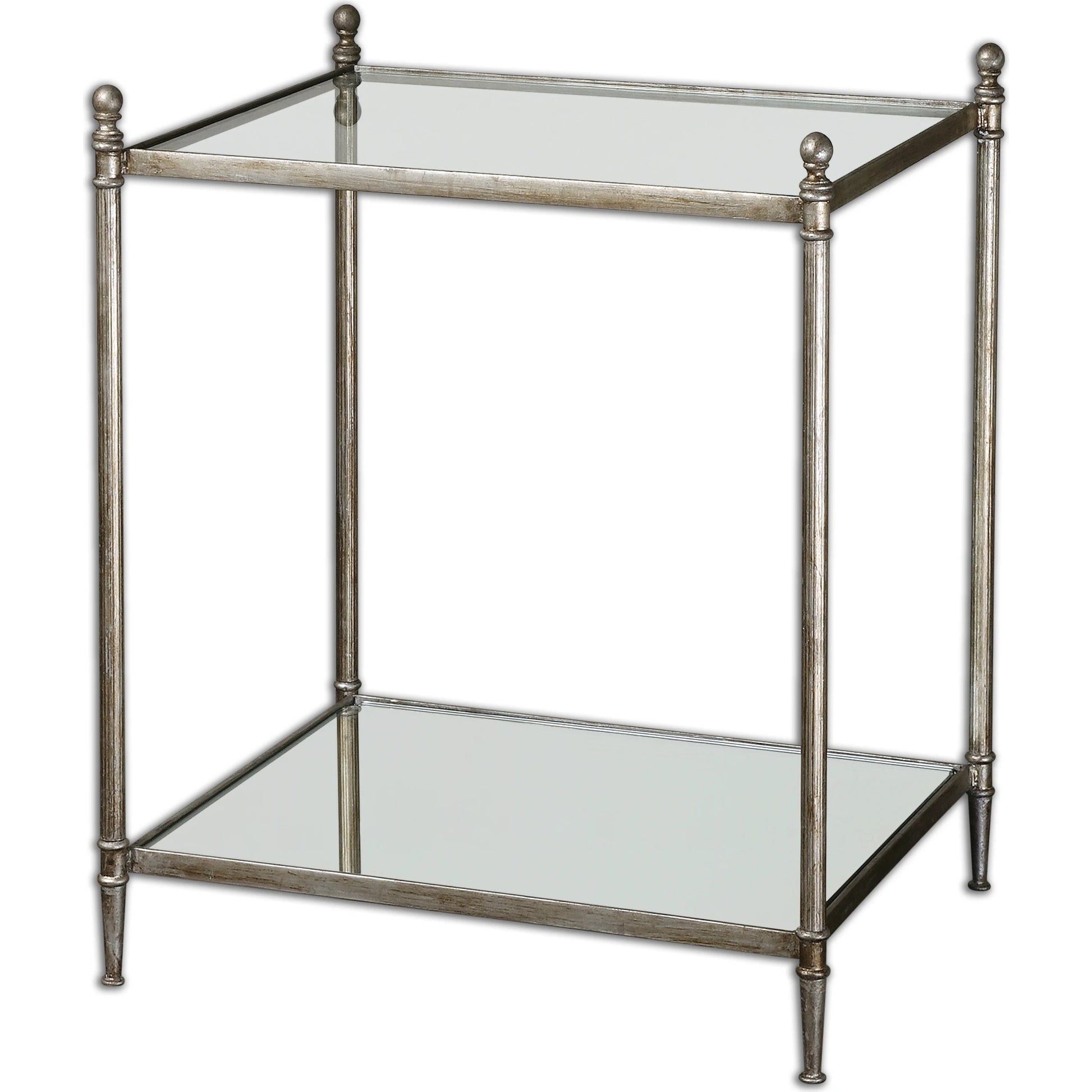 Gannon Mirrored Glass End Table by Uttermost. Made from metal, tempered glass, mirror in a modern style.
